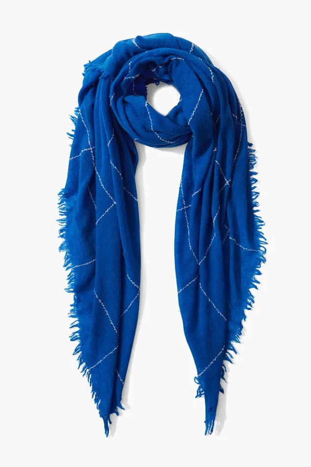 100 Cashmere Scarf Estate Blue Windowpane Women Chan Luu Scarves