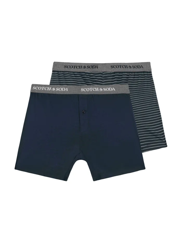 2PK MENS COTTON MODAL KNIT BOXER BRIEF UNDERWEAR Navy Men Scotch and Soda Essentials