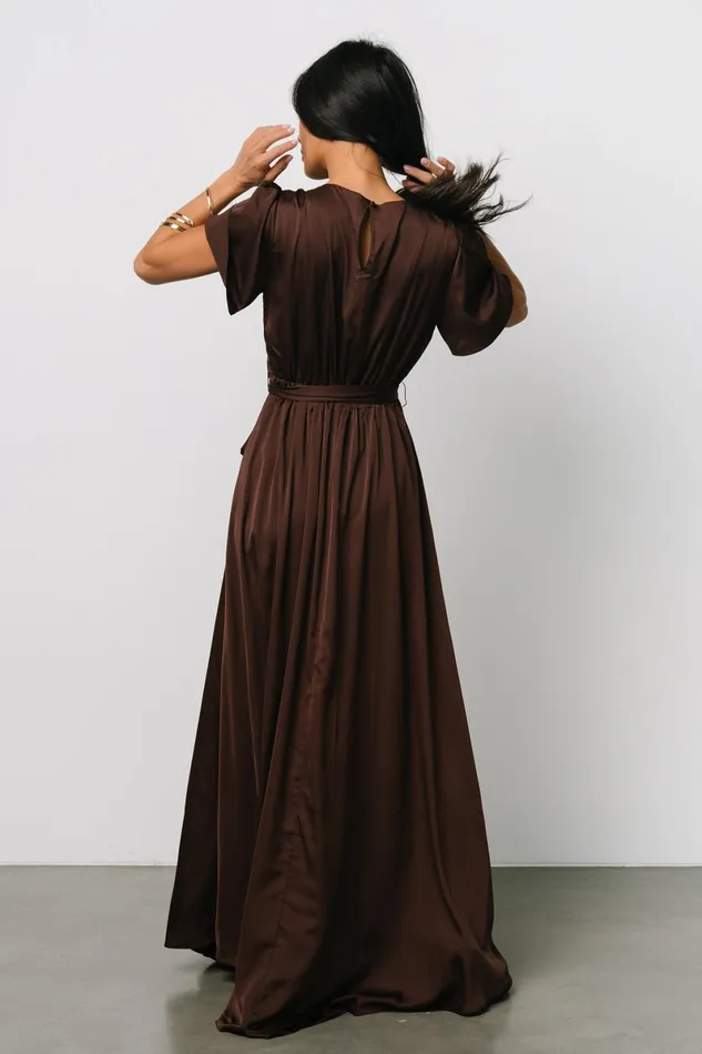 Agnes Satin Maxi Dress Espresso Women Baltic Born Mother Of The Bride