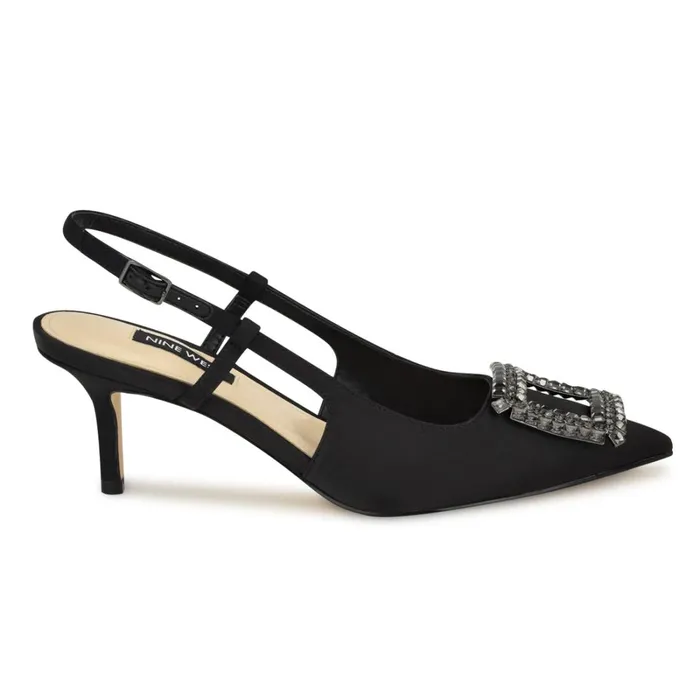 Aimey Pointy Toe Slingbacks Black Women Nine West Slingbacks
