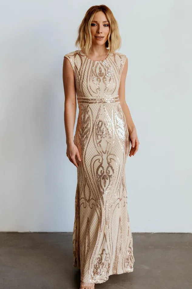 Alessia Sequin Gown Champagne Women Baltic Born Embellished Sequin