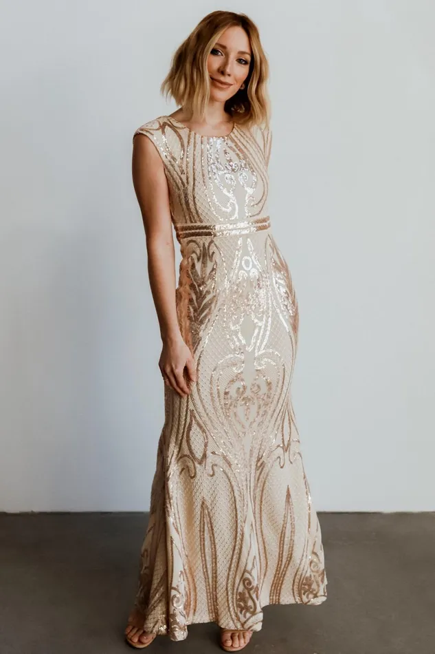 Alessia Sequin Gown Champagne Women Baltic Born Embellished Sequin