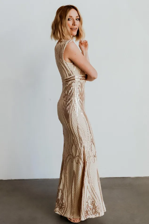 Alessia Sequin Gown Champagne Women Baltic Born Embellished Sequin