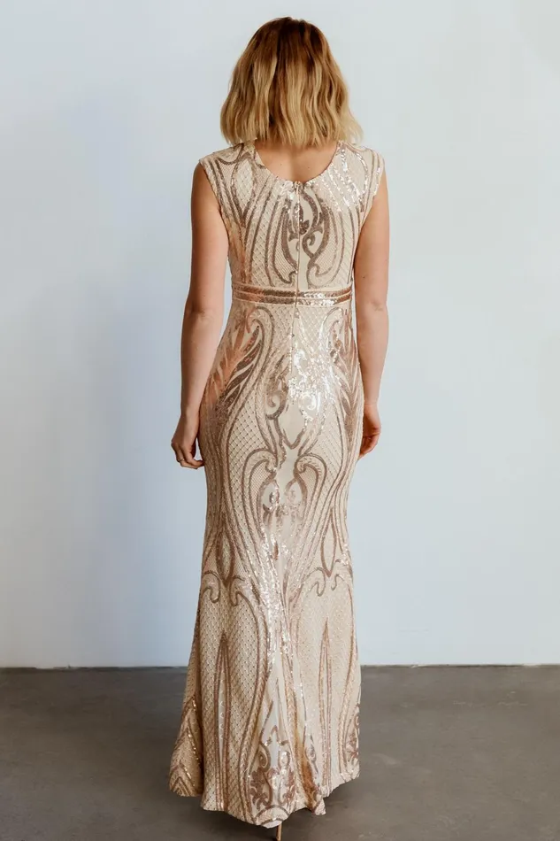 Alessia Sequin Gown Champagne Women Baltic Born Embellished Sequin