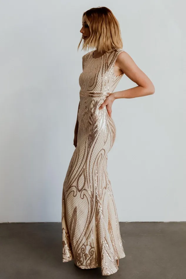 Alessia Sequin Gown Champagne Women Baltic Born Embellished Sequin