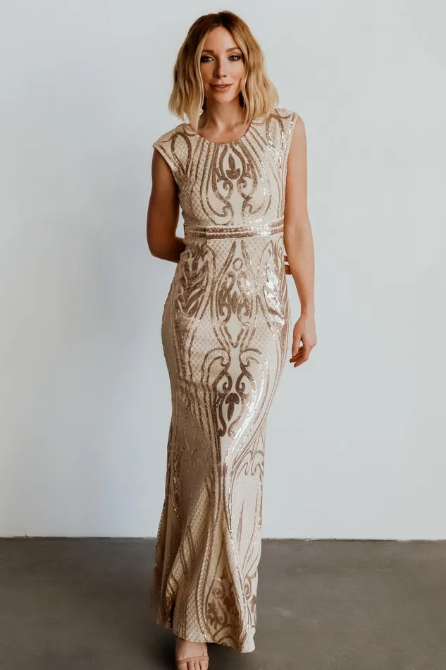Alessia Sequin Gown Champagne Women Baltic Born Embellished Sequin
