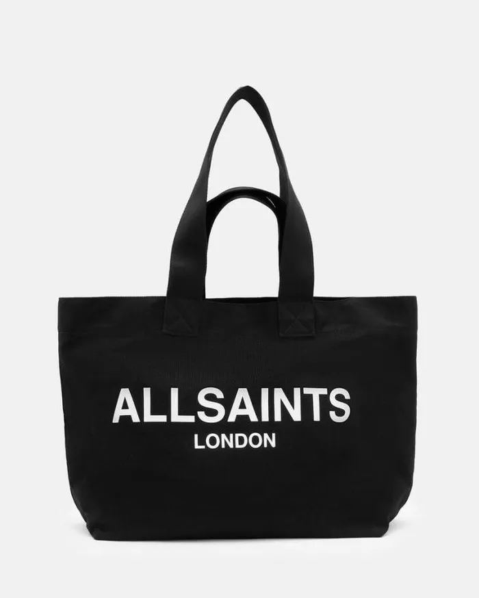 Ali Logo Canvas Tote Bag Black Women AllSaints Handbags and Wallets