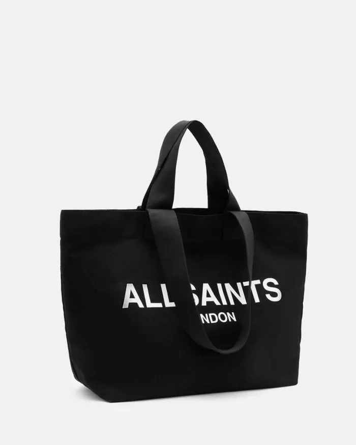 Ali Logo Canvas Tote Bag Black Women AllSaints Handbags and Wallets