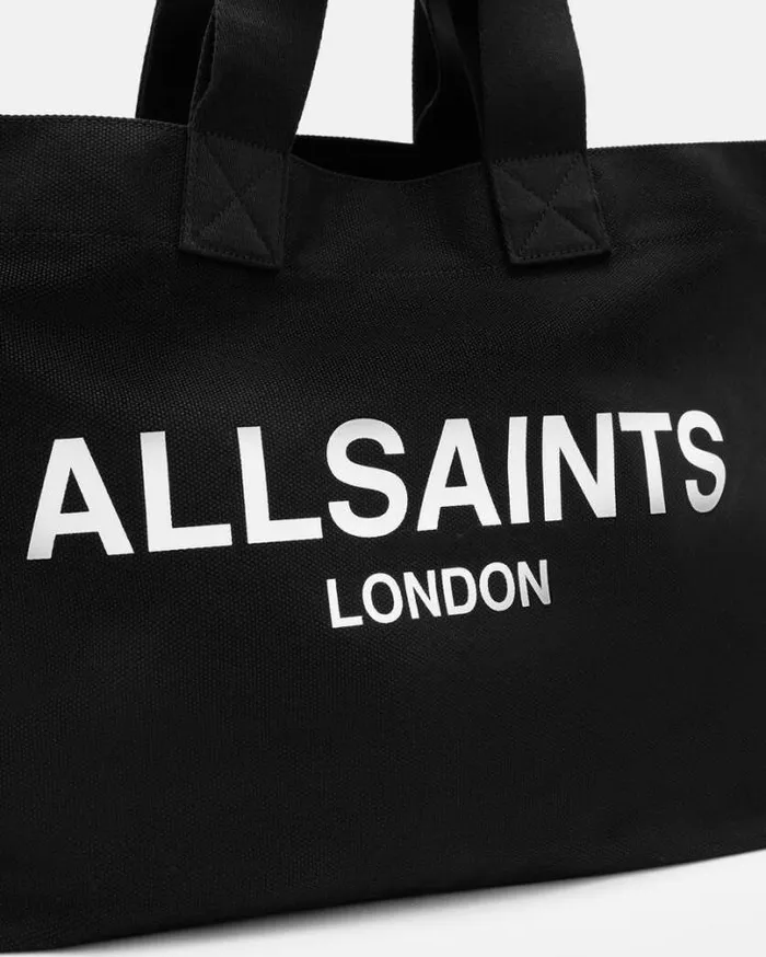 Ali Logo Canvas Tote Bag Black Women AllSaints Handbags and Wallets