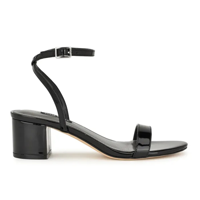 Allora Ankle Strap Block Heeled Sandals Black Women Nine West Low Heel
