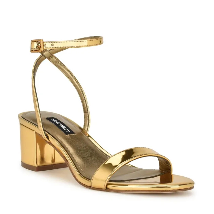 Allora Ankle Strap Block Heeled Sandals Bronze Women Nine West Low Heel Allora Ankle Strap Block Heeled Sandals Bronze Women Nine West Low Heel