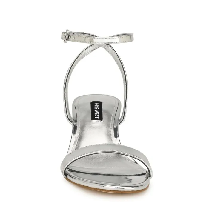 Allora Ankle Strap Block Heeled Sandals Silver Women Nine West Dress Allora Ankle Strap Block Heeled Sandals Silver Women Nine West Dress