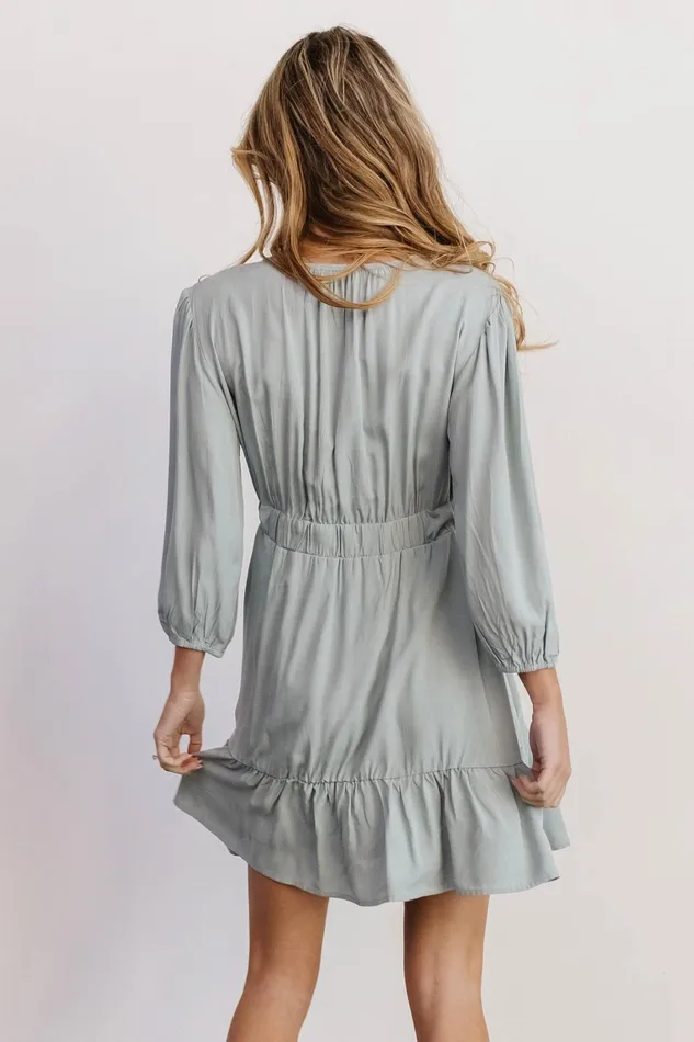 Amelia Boho Mini Dress Sage Women Baltic Born Short Dresses