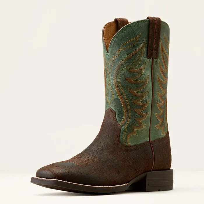 Amos Cowboy Boot Rockweed Brownsurf Green Men Ariat Western Boots