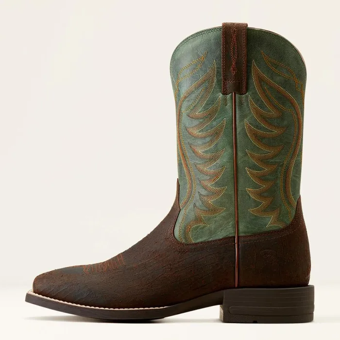 Amos Cowboy Boot Rockweed Brownsurf Green Men Ariat Western Boots
