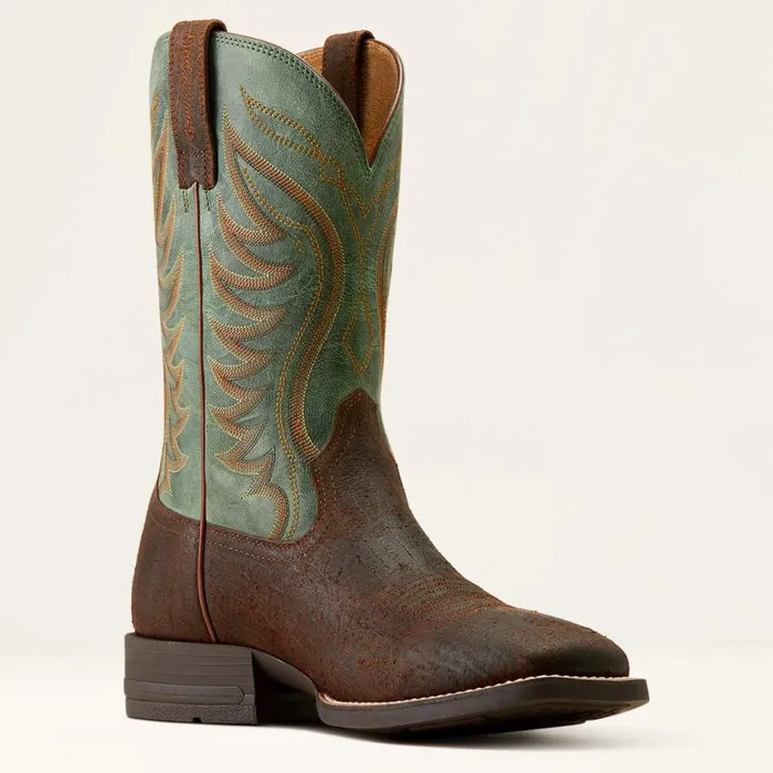 Amos Cowboy Boot Rockweed Brownsurf Green Men Ariat Western Boots