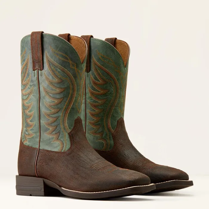 Amos Cowboy Boot Rockweed Brownsurf Green Men Ariat Western Boots