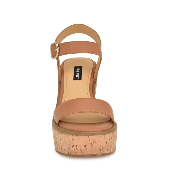 Amye Ankle Strap Wedge Sandals Brown Women Nine West Wedges