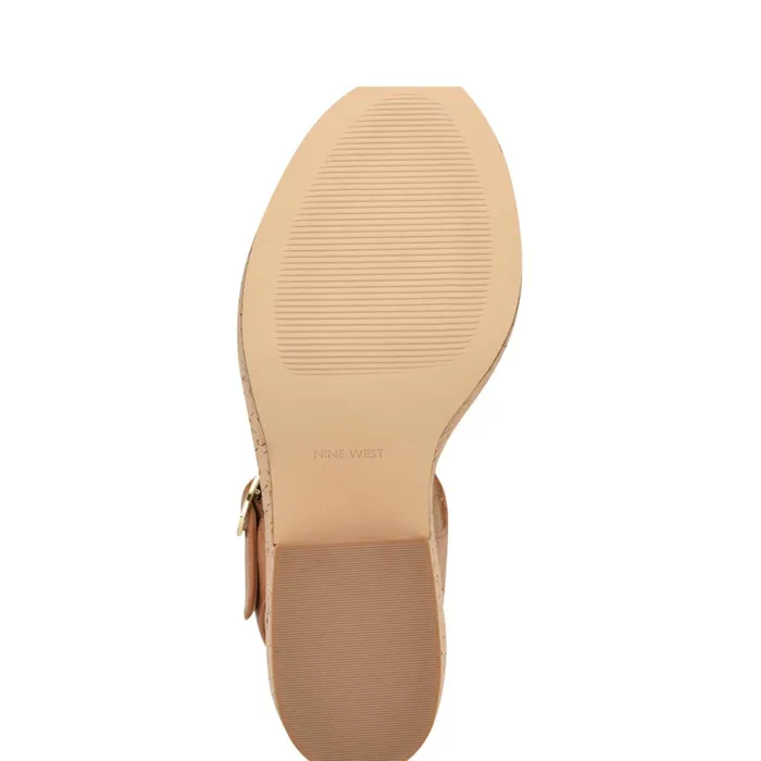 Amye Ankle Strap Wedge Sandals Brown Women Nine West Wedges