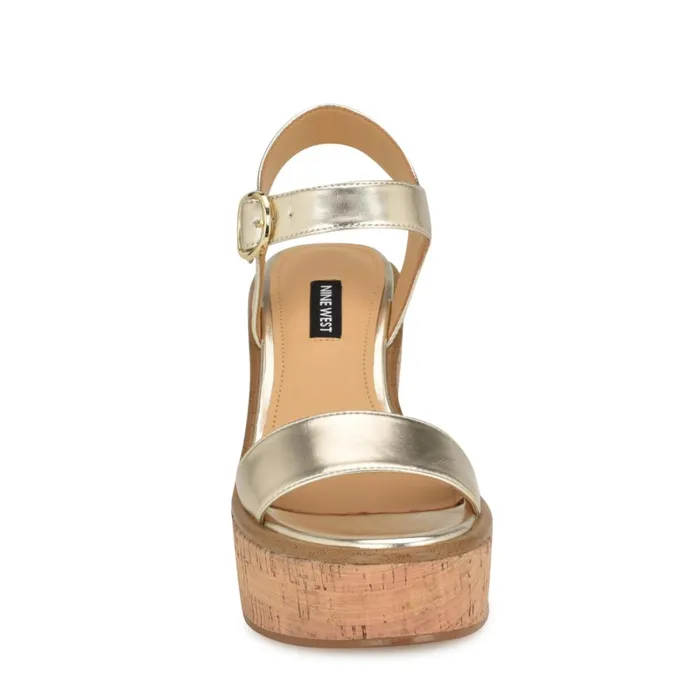 Amye Ankle Strap Wedge Sandals Platino Women Nine West Casual Amye Ankle Strap Wedge Sandals Platino Women Nine West Casual