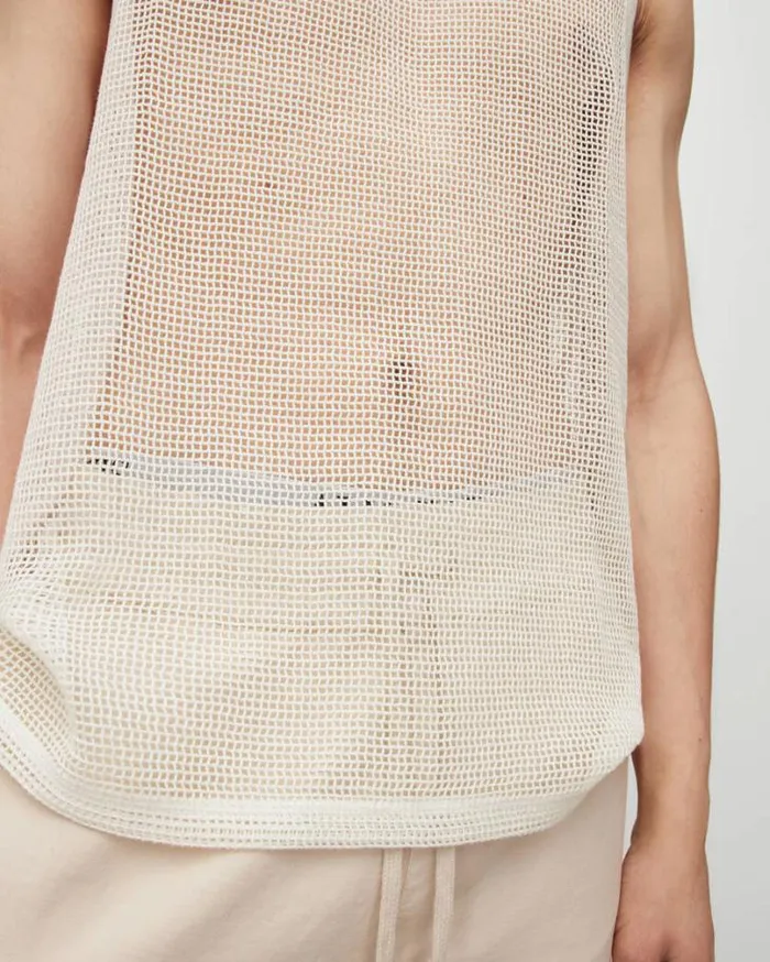 Anderson Relaxed Open Mesh Tank Top Chalk White Men AllSaints TShirts