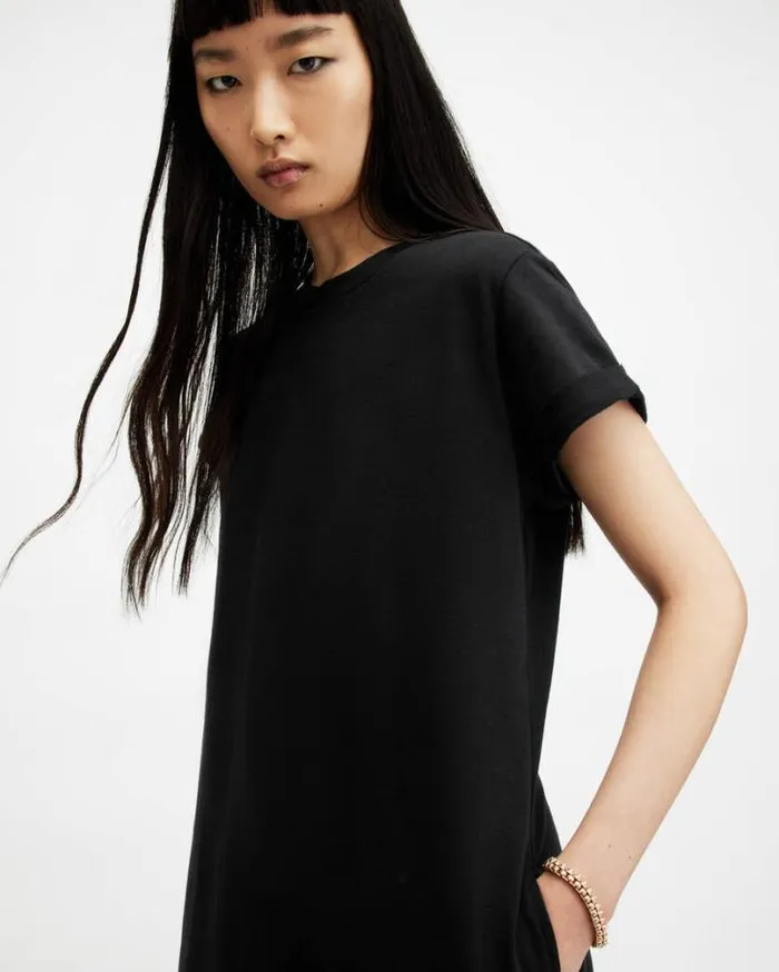 Anna Crew Neck Short Sleeve Maxi Dress Black Women AllSaints Dresses
