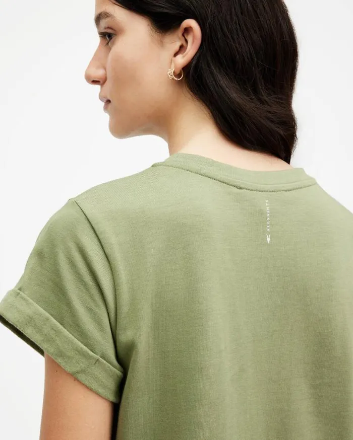 Anna Crew Neck Short Sleeve Maxi Dress Grass Green Women AllSaints Dresses