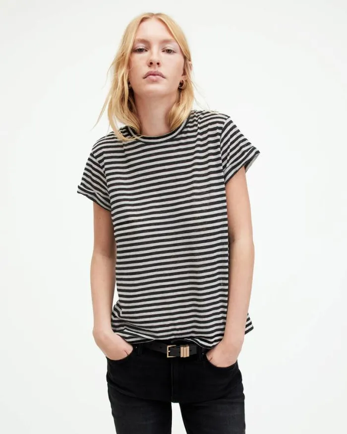 Anna Crew Neck Short Sleeve TShirt Chalkink Women AllSaints TShirts
