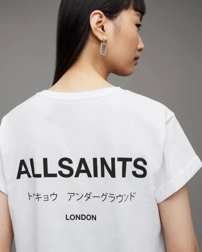 Anna Crew Neck Underground Logo TShirt White Women AllSaints TShirts