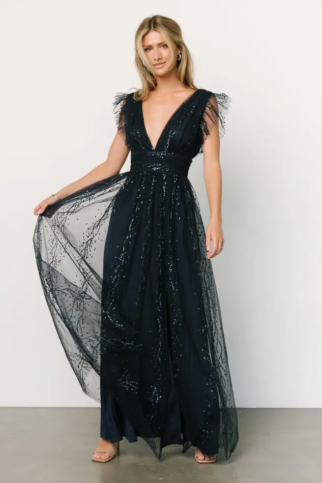 Annika Sequin Mesh Maxi Dress Navy Women Baltic Born Embellished Sequin Annika Sequin Mesh Maxi Dress Navy Women Baltic Born Embellished Sequin
