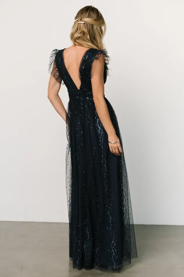 Annika Sequin Mesh Maxi Dress Navy Women Baltic Born Embellished Sequin Annika Sequin Mesh Maxi Dress Navy Women Baltic Born Embellished Sequin