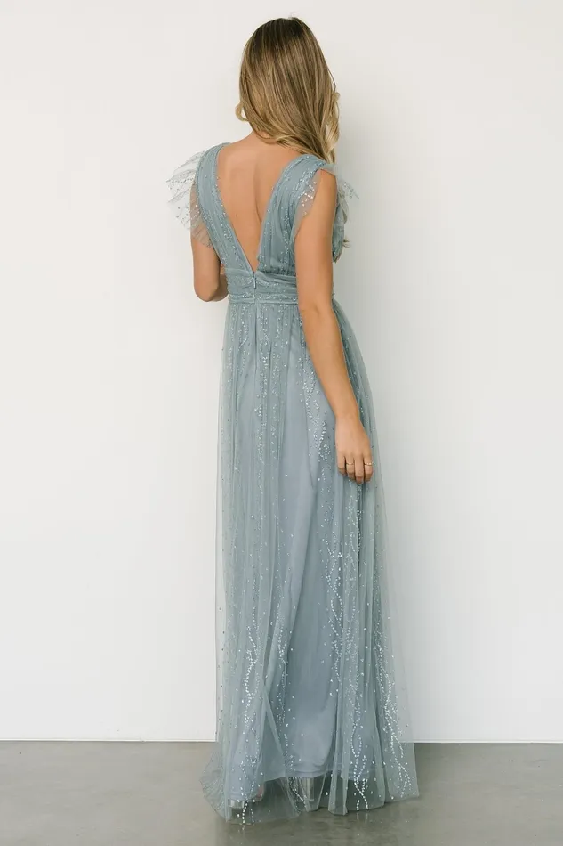 Annika Sequin Mesh Maxi Dress Slate Women Baltic Born Embellished Sequin