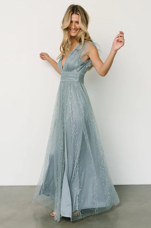 Annika Sequin Mesh Maxi Dress Slate Women Baltic Born Embellished Sequin