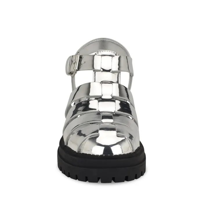 Anybel Fisherman Sandals Silver Women Nine West Flats Anybel Fisherman Sandals Silver Women Nine West Flats