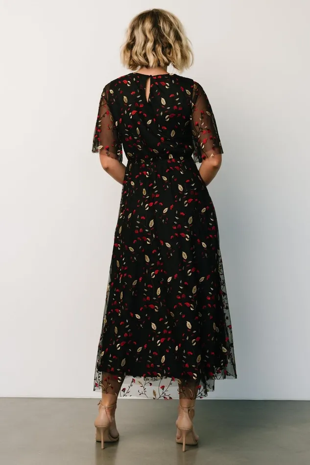 Arabella Embroidered Tulle Maxi Dress Black Red Women Baltic Born Tulle Styles Arabella Embroidered Tulle Maxi Dress Black Red Women Baltic Born Tulle Styles