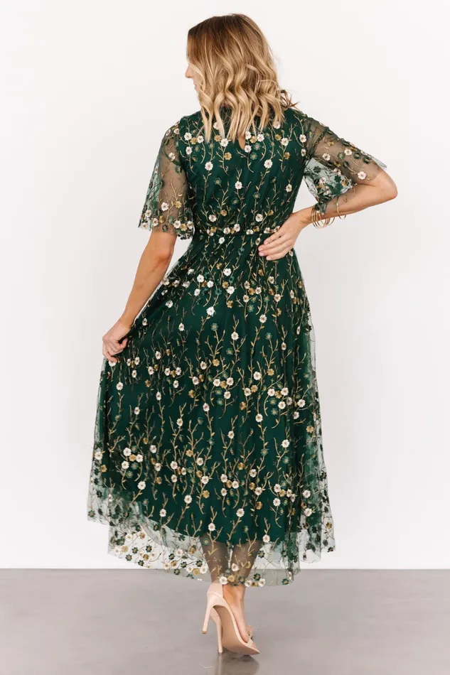 Arabella Embroidered Tulle Maxi Dress Dark Green Floral Women Baltic Born Mother Of The Bride Arabella Embroidered Tulle Maxi Dress Dark Green Floral Women Baltic Born Mother Of The Bride