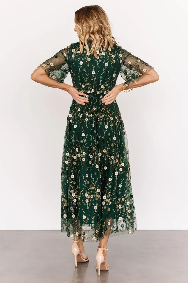 Arabella Embroidered Tulle Maxi Dress Dark Green Floral Women Baltic Born Mother Of The Bride Arabella Embroidered Tulle Maxi Dress Dark Green Floral Women Baltic Born Mother Of The Bride