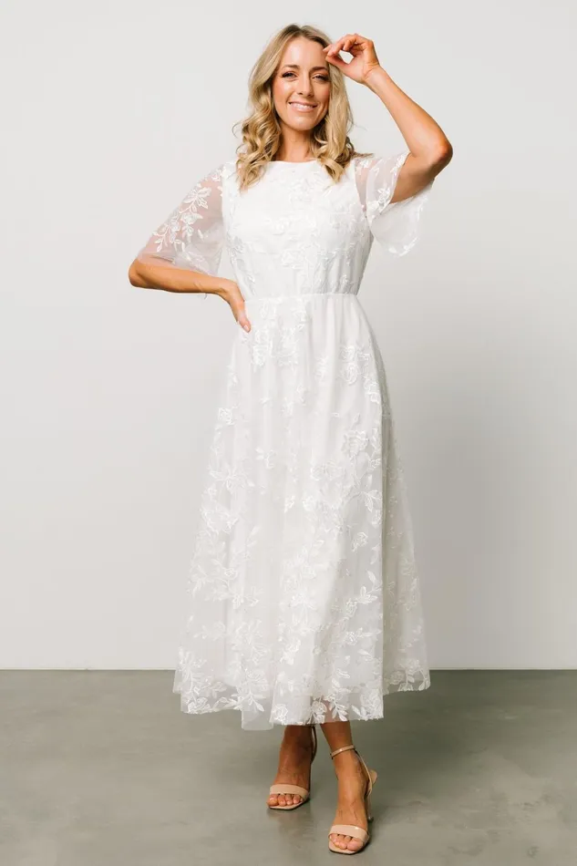 Arabella Embroidered Tulle Maxi Dress White Women Baltic Born Bridal