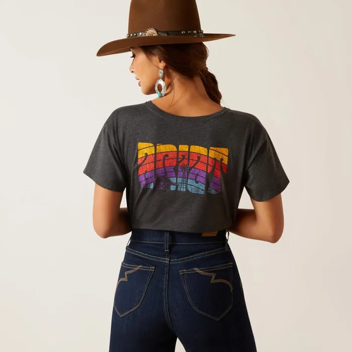 Ariat Groovy Sunset TShirt Charcoal Heather Women Ariat TShirts and Tops