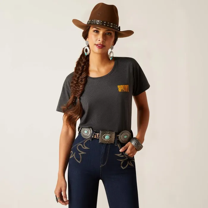 Ariat Groovy Sunset TShirt Charcoal Heather Women Ariat TShirts and Tops