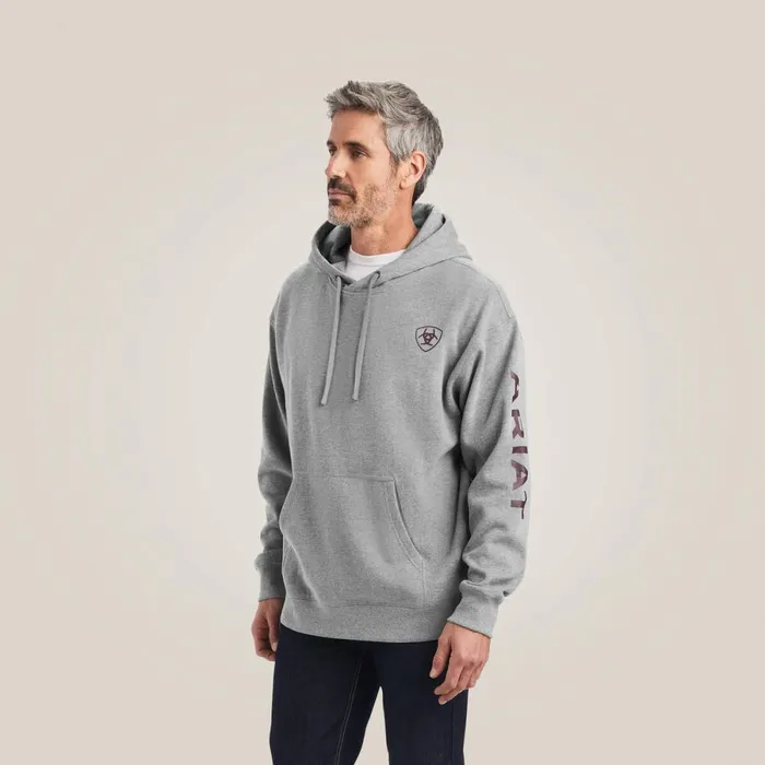 Ariat Logo Hoodie Heather Grey Men Ariat Sweatshirts and Hoodies