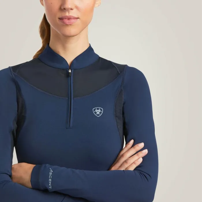 Ascent 14 Zip Baselayer Navy Women Ariat TShirts and Tops Ascent 14 Zip Baselayer Navy Women Ariat TShirts and Tops