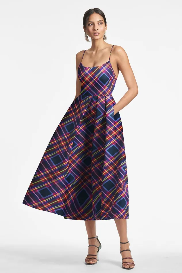 Audra Dress 8211 Party Plaid Women Sachin and Babi Sleeveless