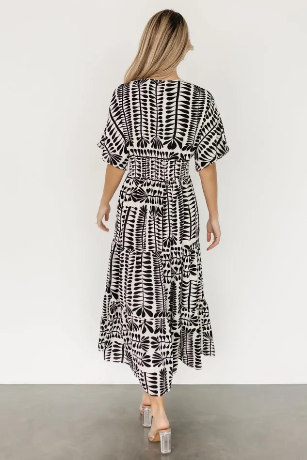 Austin Kimono Dress Black Print Women Baltic Born Bump Friendly Austin Kimono Dress Black Print Women Baltic Born Bump Friendly