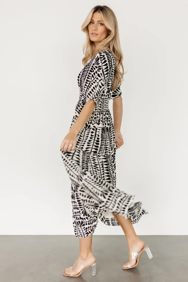 Austin Kimono Dress Black Print Women Baltic Born Bump Friendly Austin Kimono Dress Black Print Women Baltic Born Bump Friendly
