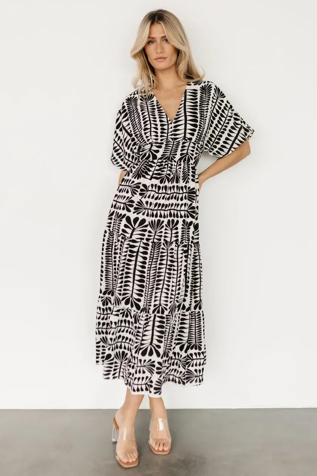 Austin Kimono Dress Black Print Women Baltic Born Bump Friendly Austin Kimono Dress Black Print Women Baltic Born Bump Friendly