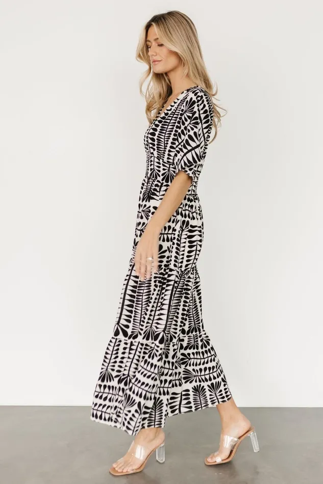 Austin Kimono Dress Black Print Women Baltic Born Bump Friendly Austin Kimono Dress Black Print Women Baltic Born Bump Friendly