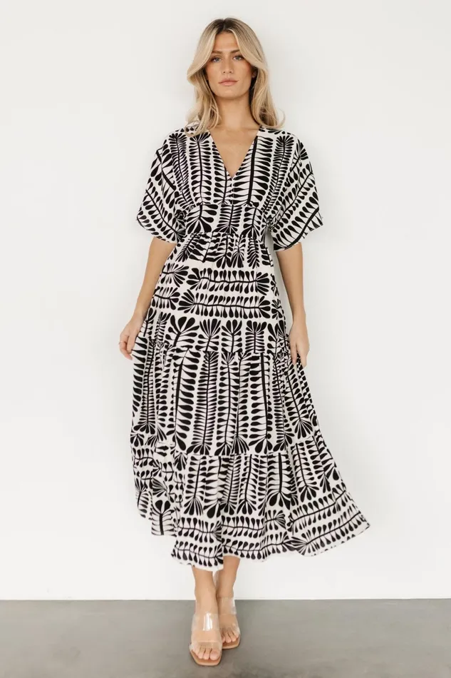 Austin Kimono Dress Black Print Women Baltic Born Bump Friendly Austin Kimono Dress Black Print Women Baltic Born Bump Friendly