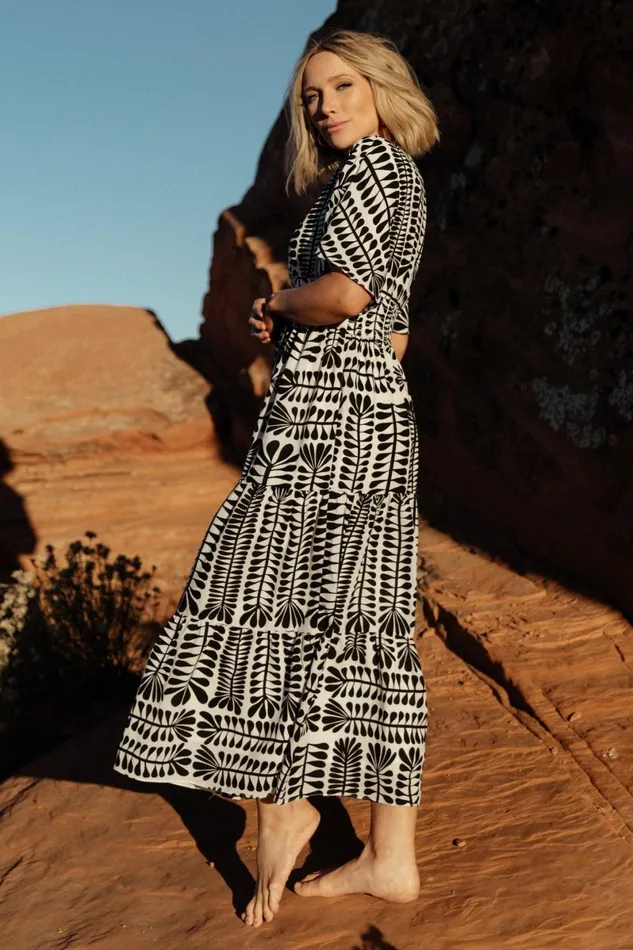 Austin Kimono Dress Black Print Women Baltic Born Bump Friendly Austin Kimono Dress Black Print Women Baltic Born Bump Friendly