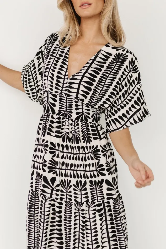 Austin Kimono Dress Black Print Women Baltic Born Bump Friendly Austin Kimono Dress Black Print Women Baltic Born Bump Friendly